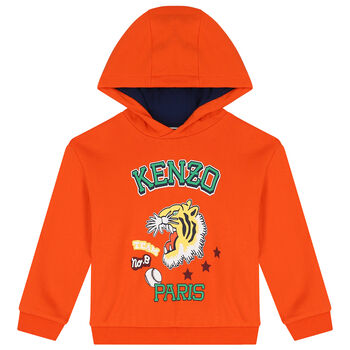 Boys Orange Varsity Tiger Hooded Top